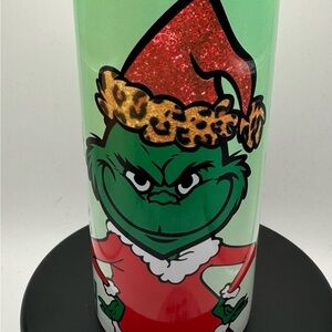 Grinch Christmas Tumbler with Red Hat